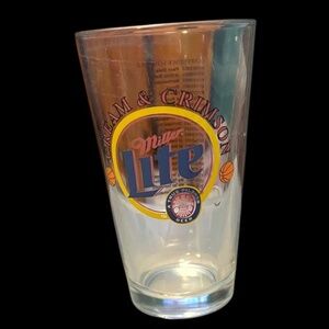 Miller Lite 16 oz. Pint Beer Glass with Cream and Crimson Design